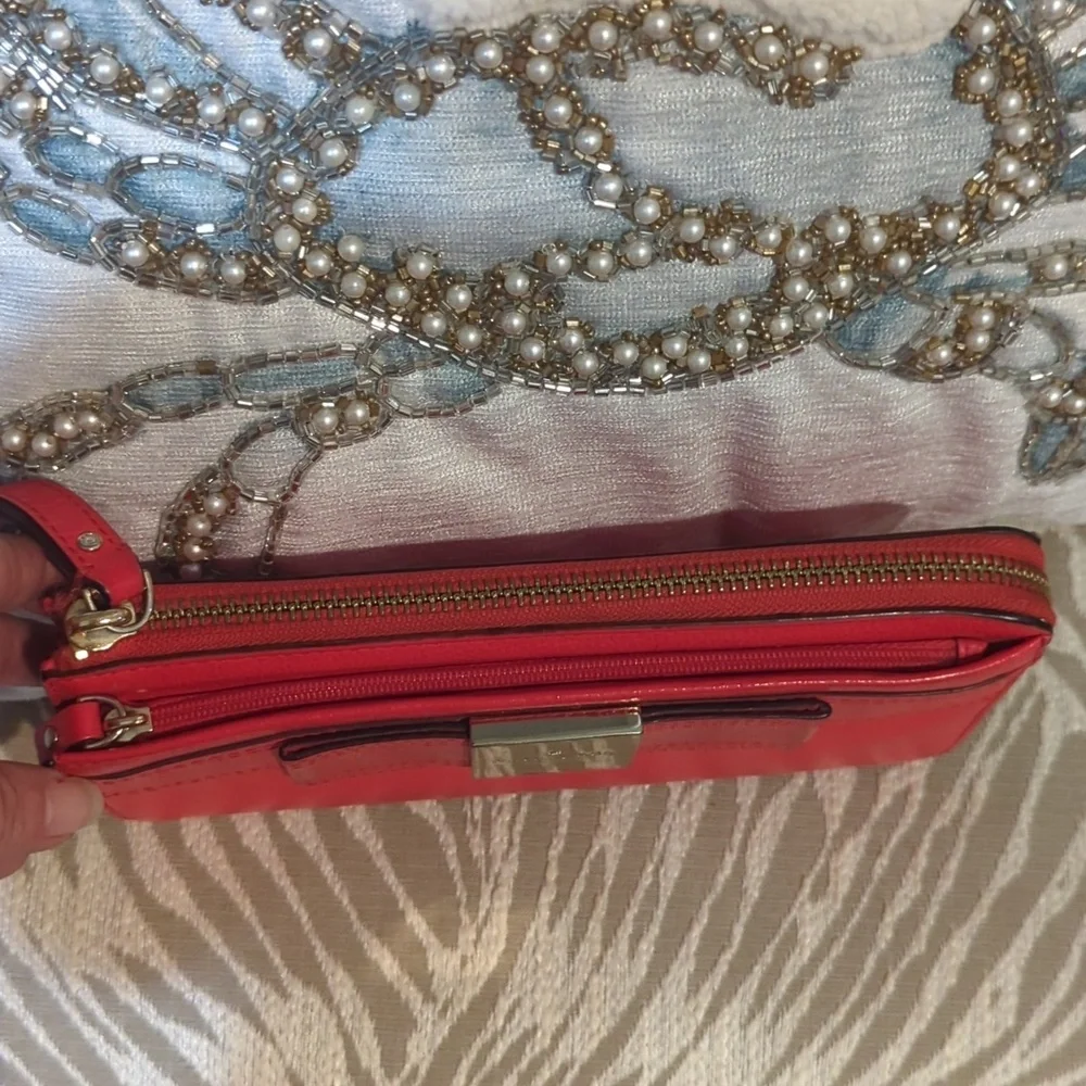 Kate Spade Red leather long wristlet wallet